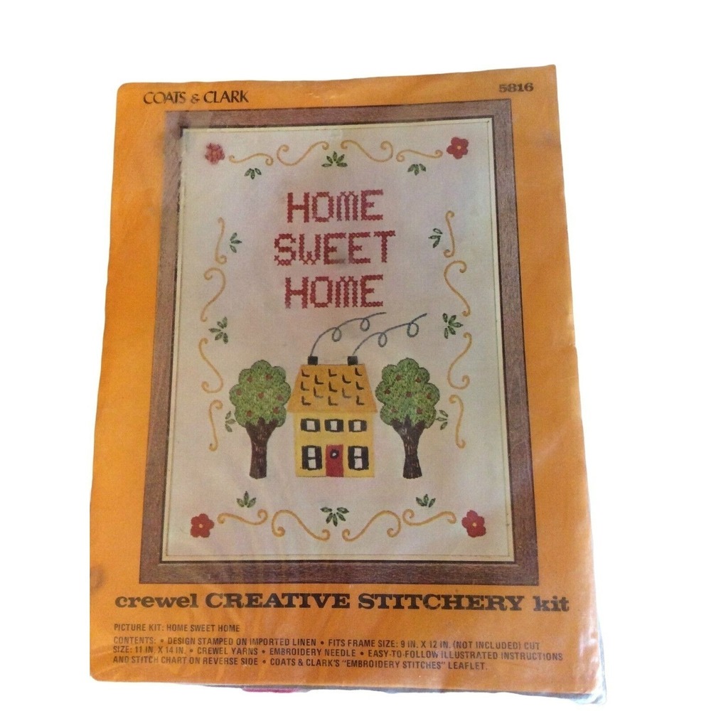 Sealed‎ Coats & Clark Crewel Creative Stitchery Kit #5816 Home Sweet Home